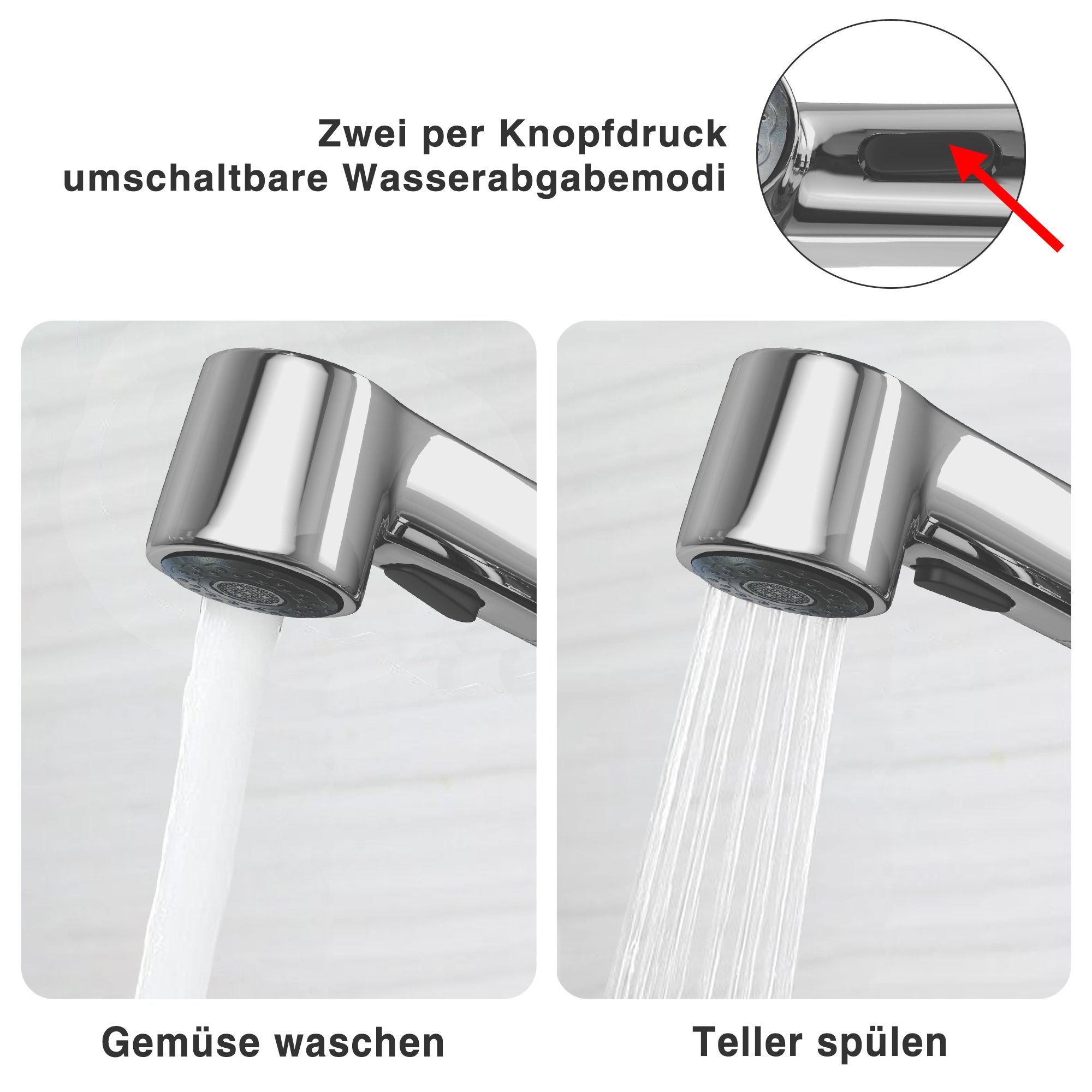 Vbrisi Waschtischarmatur Wasserhahn Bad Waschtischarmatur 360°Schwenkbar mit Zwei Düsentypen (Wasserhahn, Waschbecken Armaturen, Armatur Badezimmer,Mischbatterie Waschbecken, Kaltwasserhahn, Kaltwasserhahn Gäste WC, Waschtischarmaturen, Waschtischarm