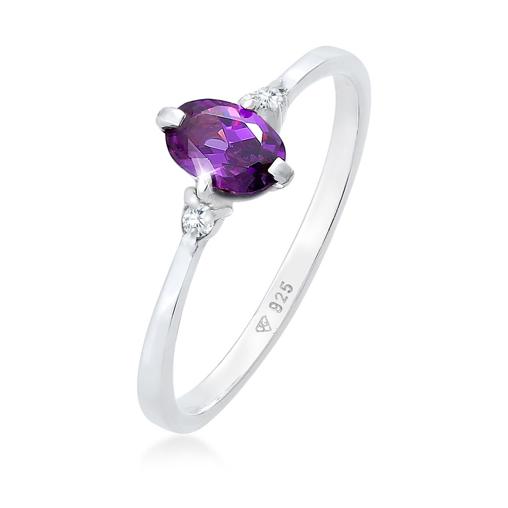 Elli Elli Bague Dames Solitaire Engagement Violet étincelant with Zirconia Crystals en Bague