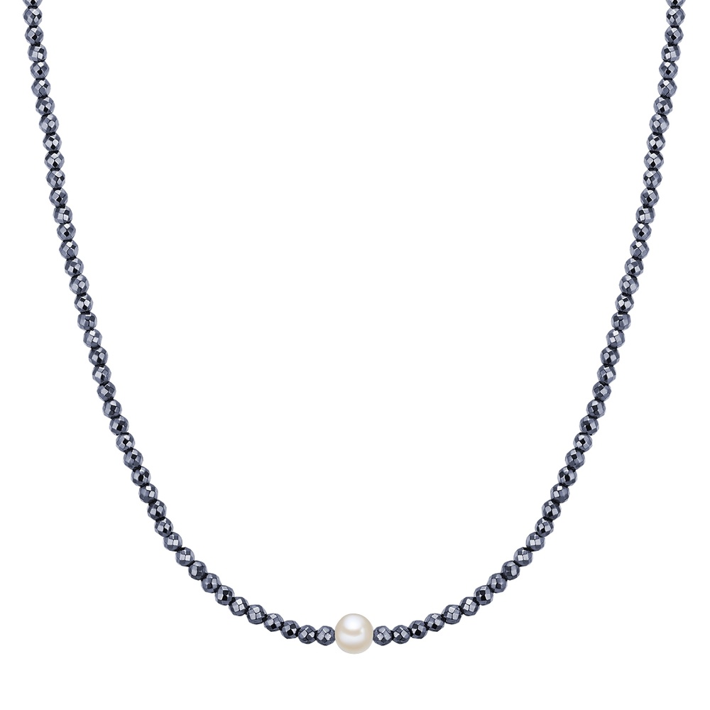 Valero Pearls Chaîne Argent sterling Hématite Perle de culture d'eau douce en Argent collier