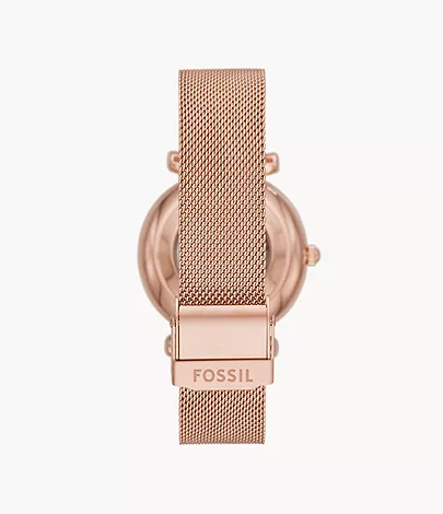 Fossil Damenuhr Carlie - Automatik - Milanaise - Roségold