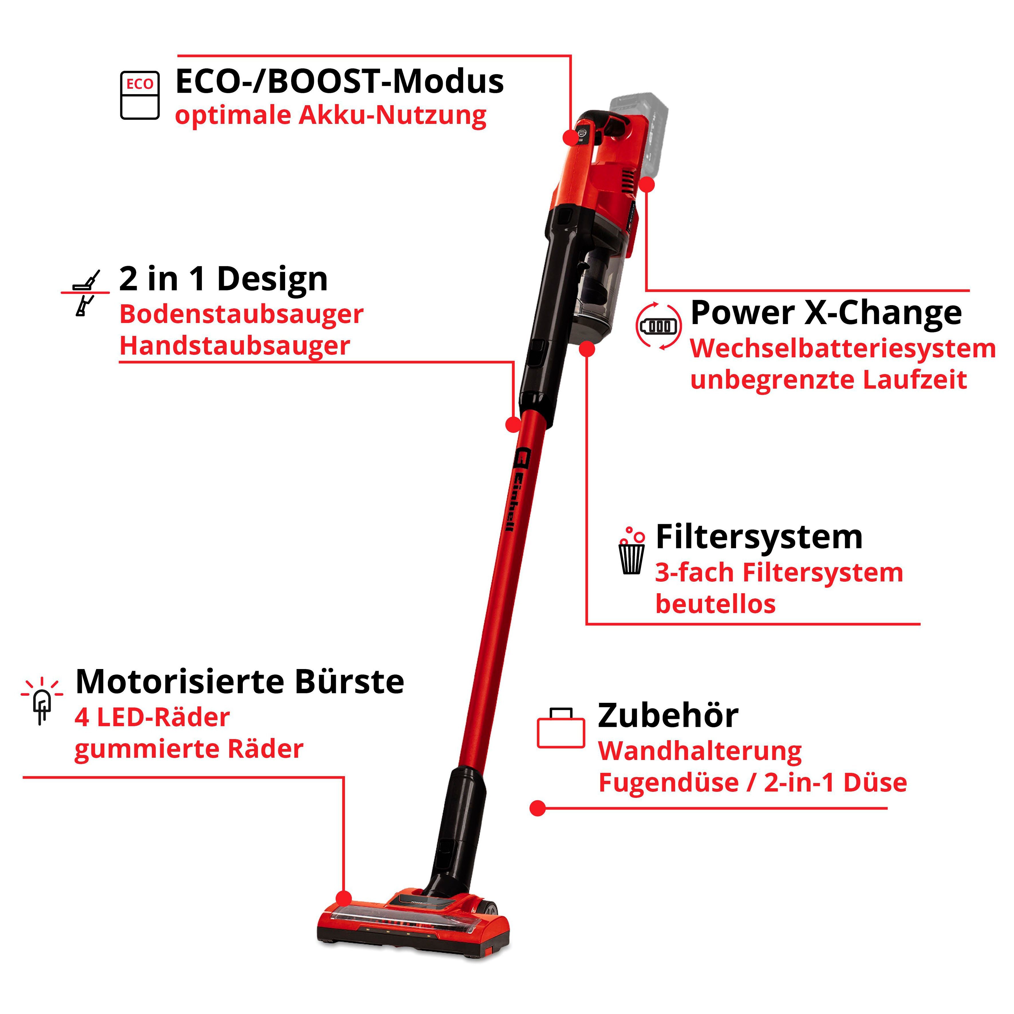 Einhell Akku-Hand-und Stielstaubsauger TE-SV 18 Li, 120 W, beutellos, ohne Akku und Ladegerät