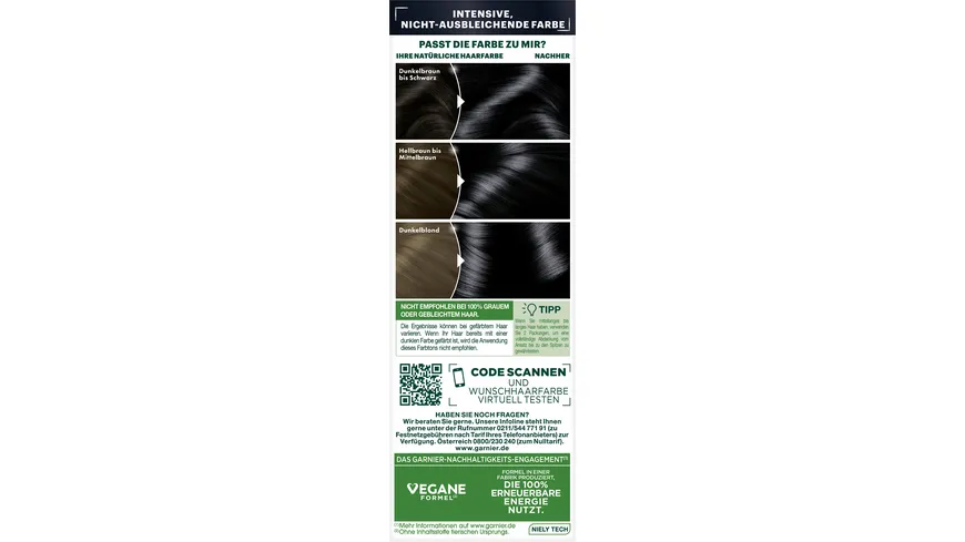 Garnier Nutrisse Ultra Color Intensive dauerhafte Haarfarbe 1.10 - leuchtendes schwarz
