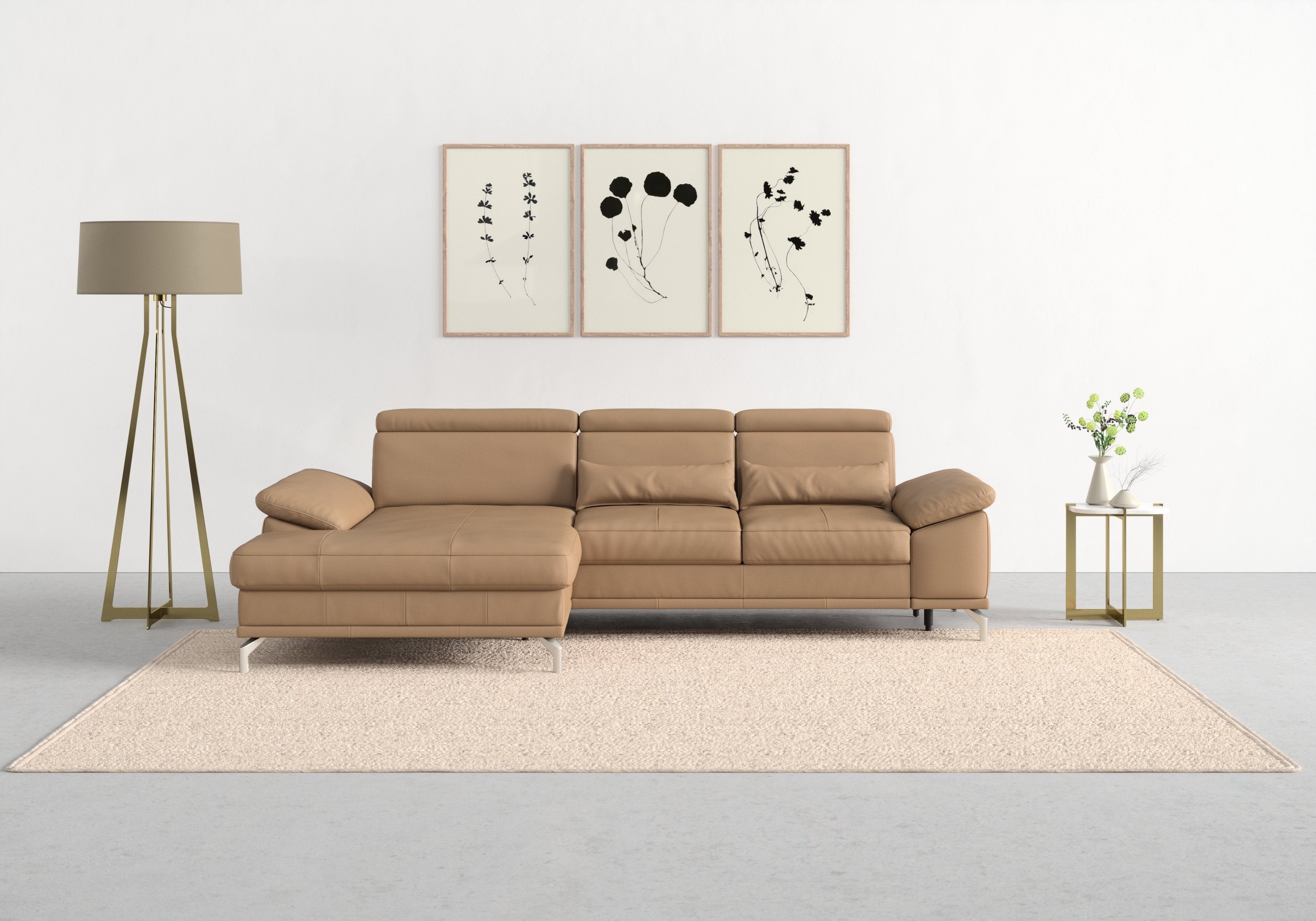 sit&more Ecksofa Cabrio, mit Sitztiefen- und Armteilverstellung sowie Federkern, 2 Nierenkissen