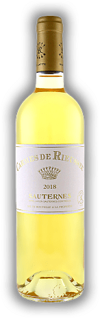 Carmes de Rieussec, Sauternes, AC, edelsüß, 2018, Bordeaux blanc edelsüß  Carmes de Rieussec, Sauternes, AC, edelsüß, 2018, Bordeaux blanc edelsüß  Der Zweitwein von Château Rieussec. Jahrgang 2018 - 0,75	 Liter - Vol 14,5%