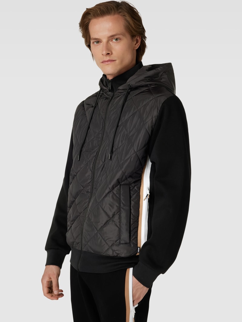 Sweatjacke mit Steppnähten Modell 'Salvi' in schwarz
