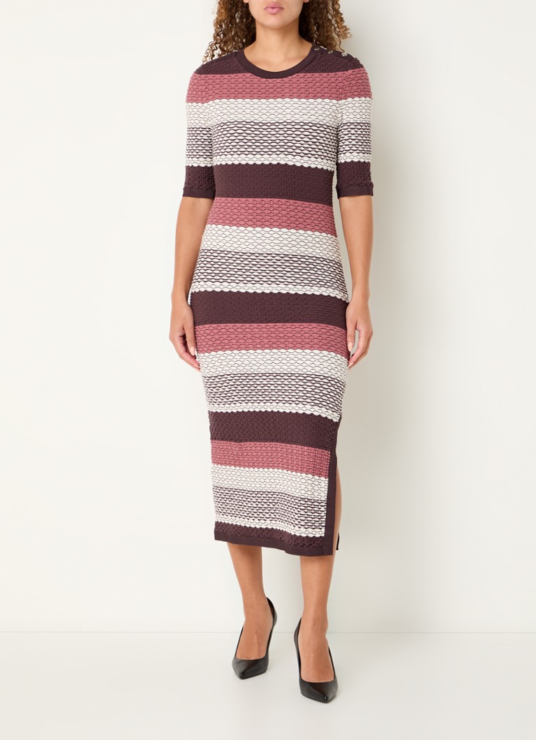 Robe midi Etenah de HUGO BOSS, imprimée à rayures et texturée