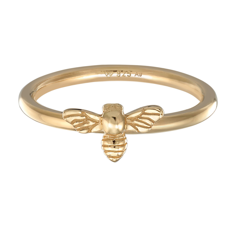 Elli Elli Bague Femmes symbole d'abeille miel en argent sterling 925 plaqué or Bague