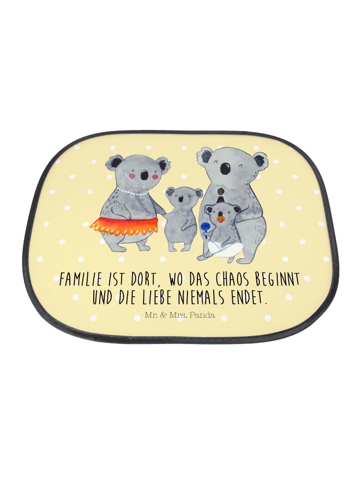 Mr. & Mrs. Panda Auto Sonnenschutz Koala Familie mit Spruch in Gelb Pastell günstig kaufen onesize