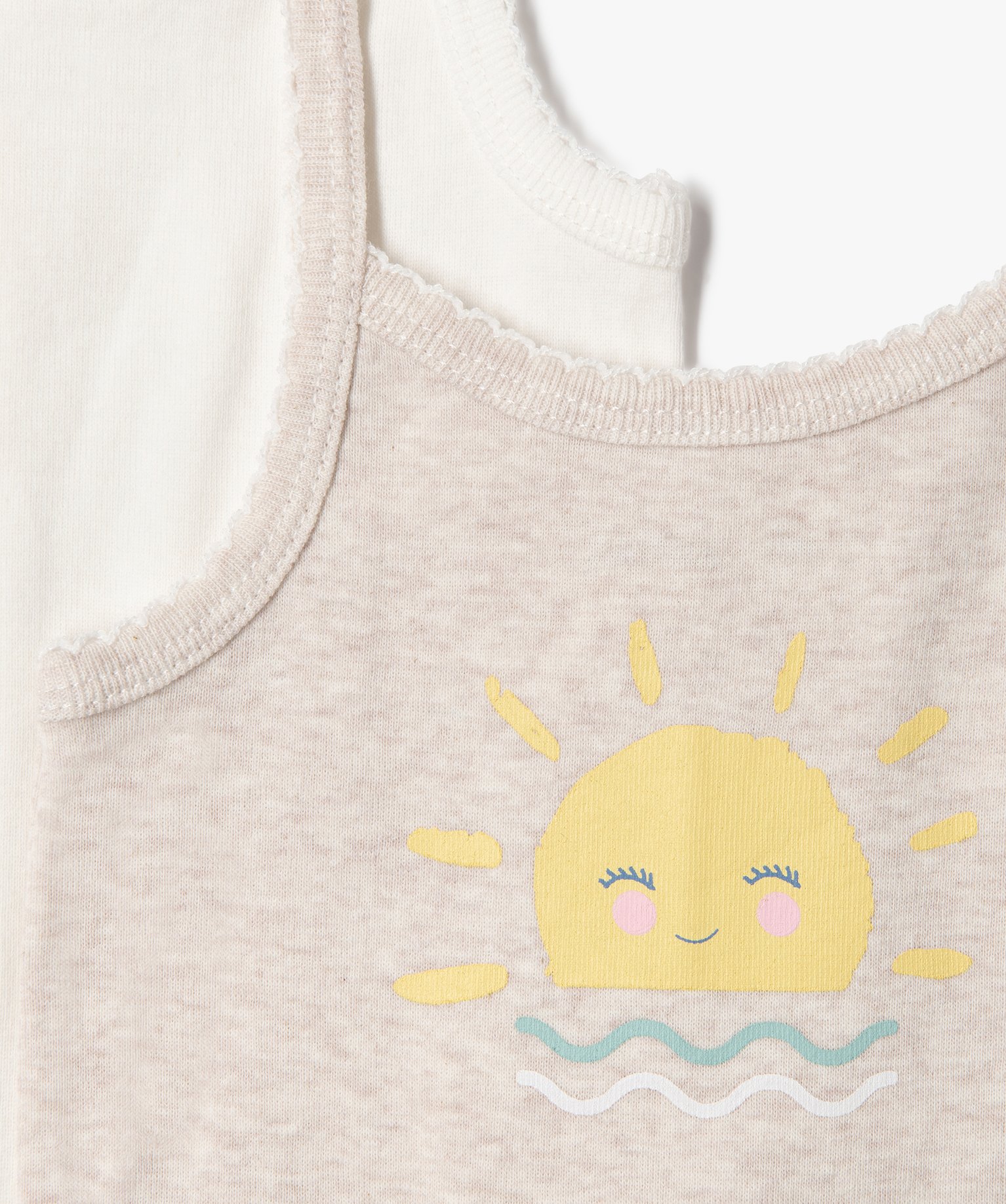 Body bébé à bretelles et motif (lot de 3) beige | GEMO
