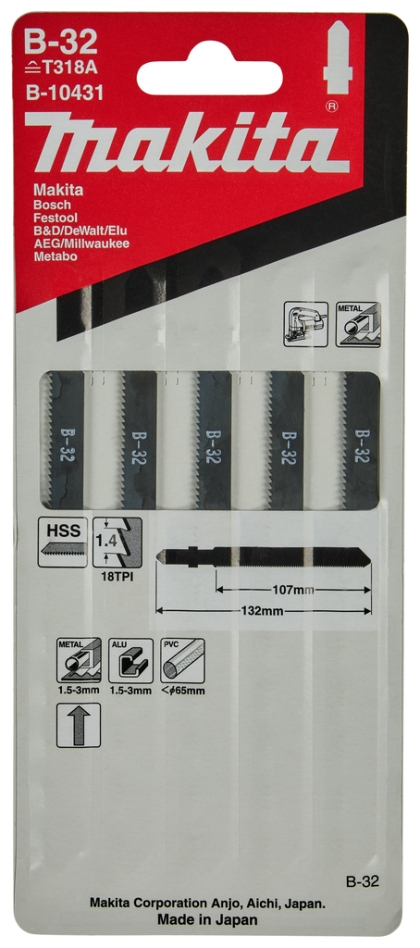 Akcesoria Makita B-10431 Brzeszczot do wyrzynarki B32 5 sztuk