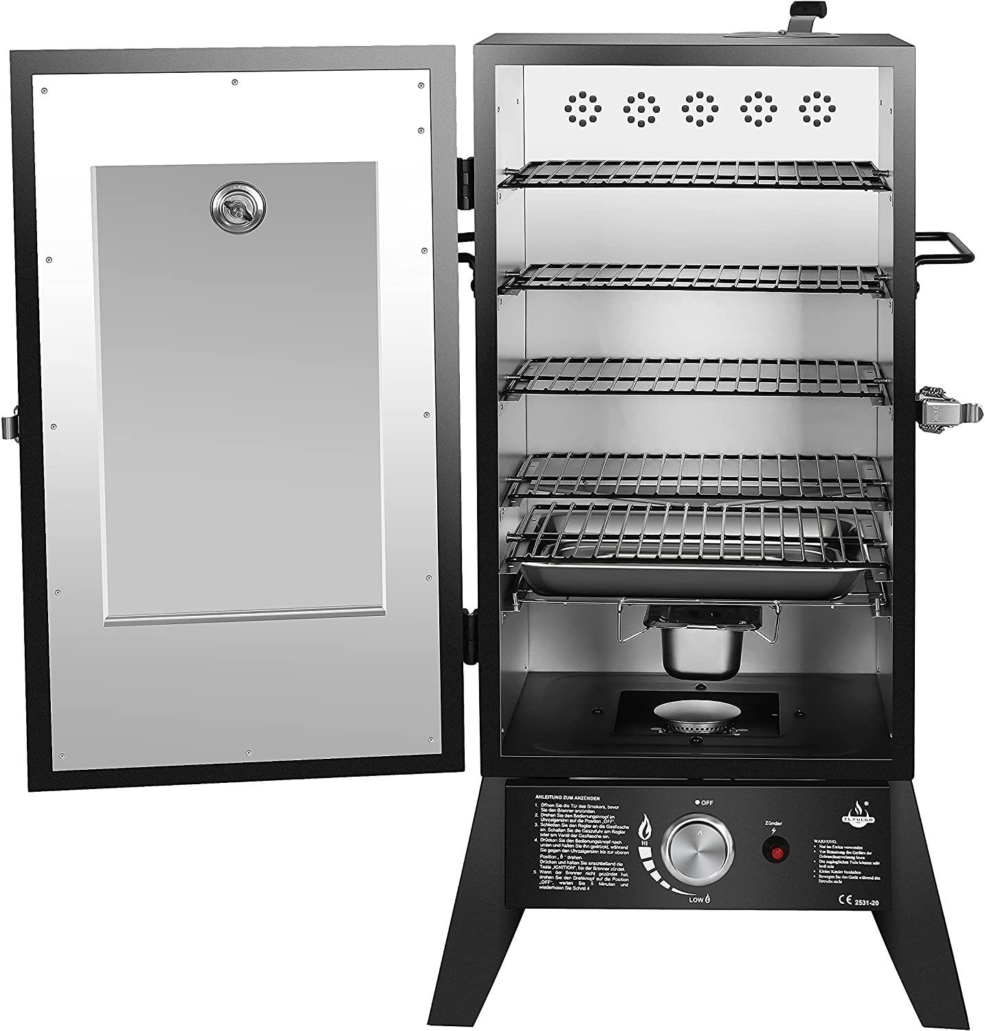 El Fuego Gas-Räucherofen GASSMOKER PORTLAND W XL, Sichtfenster