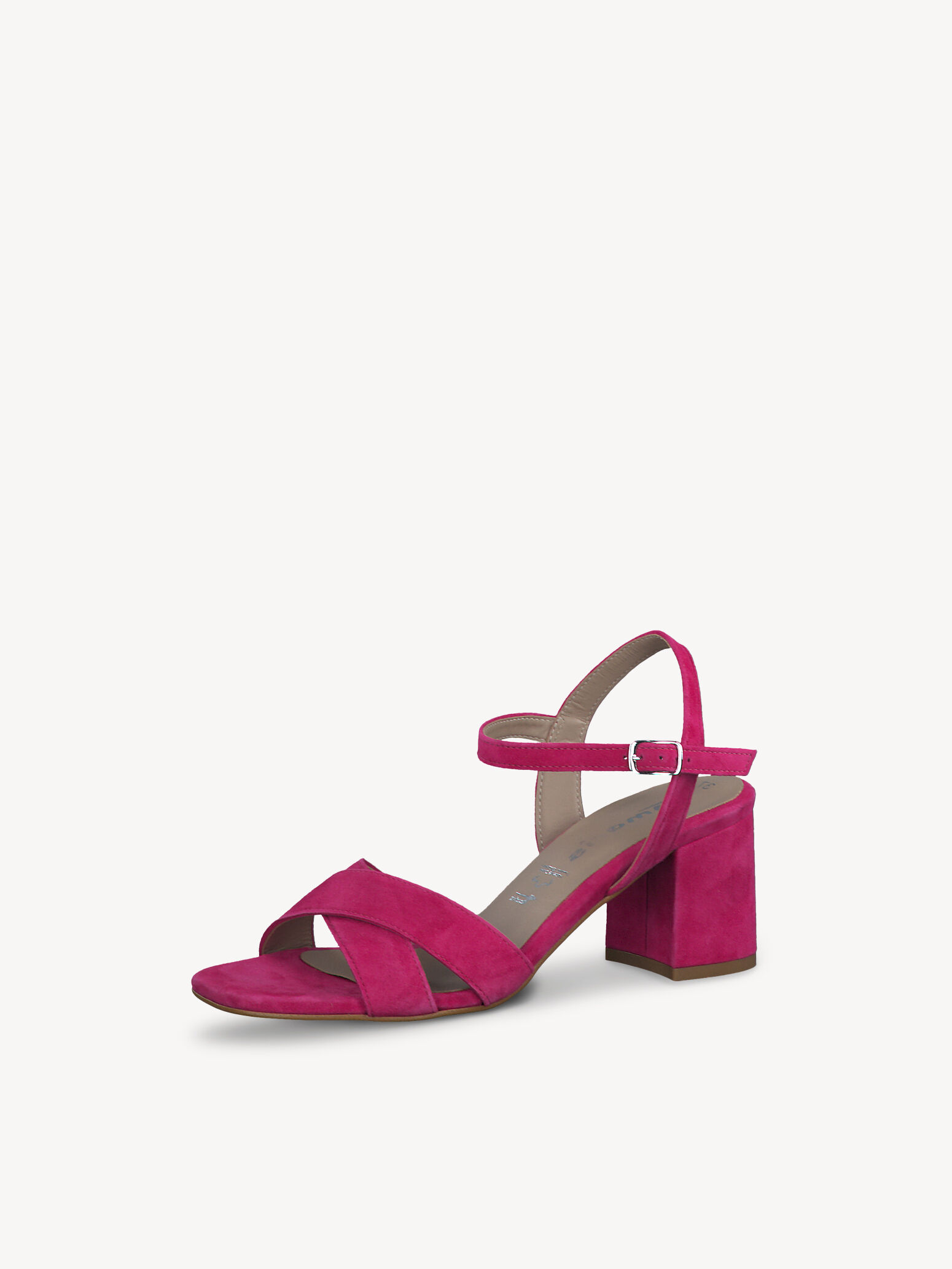 Sandale à talon en cuir - rose fuchsia