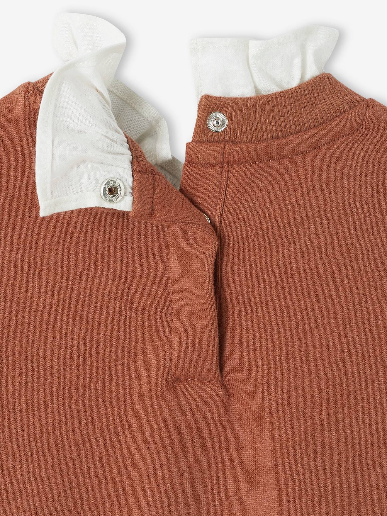 Sweat fantaisie motif fleur en bouclettes fille noisette