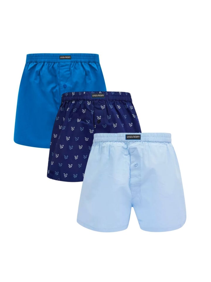 Lyle & Scott Boxer 3-Er Set in Hellblau/Leuchtend Blau günstig kaufen