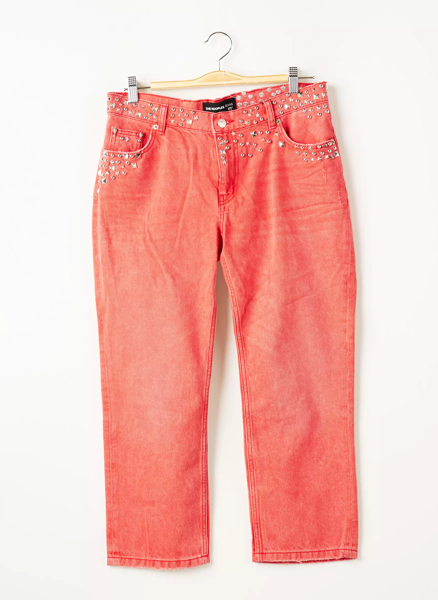 The Kooples Jeans Coupe Droite Femme couleur rouge