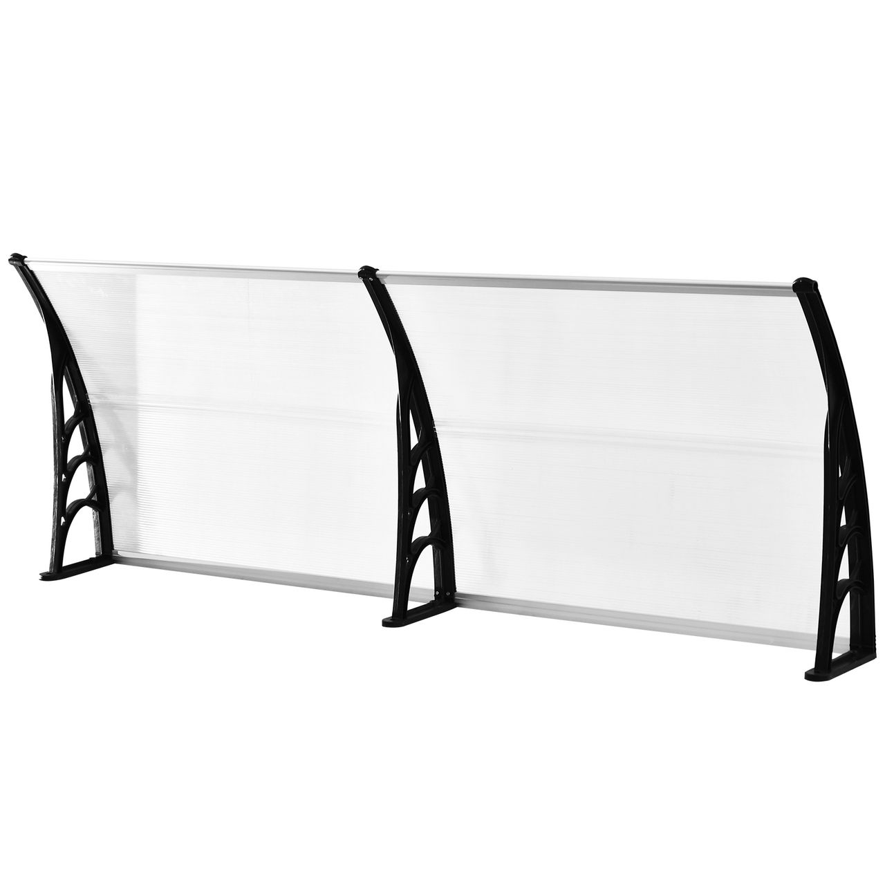Outsunny Pultvordach Vordach für Haustür 75x195x23 cm Alu Transparent