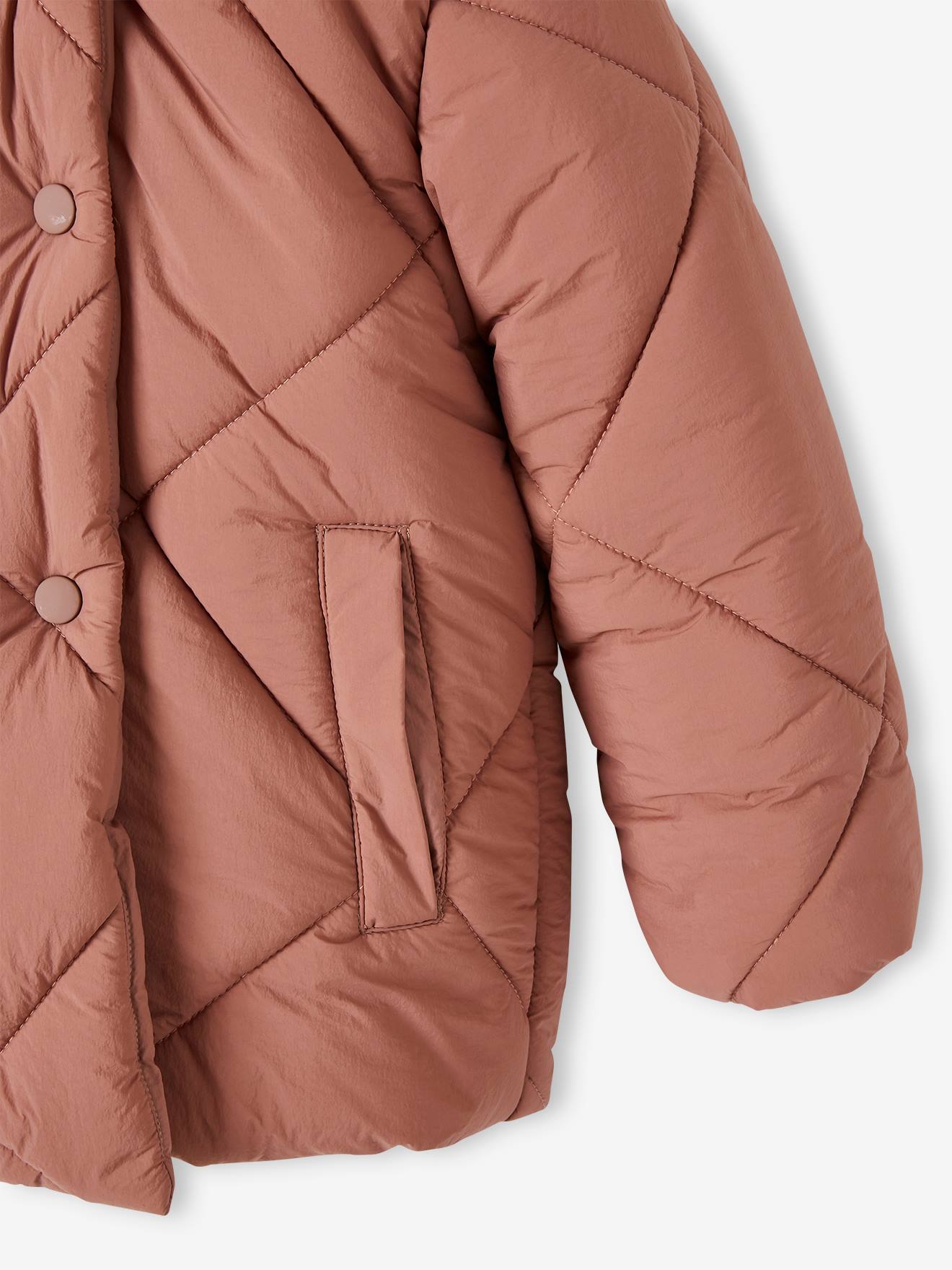 Doudoune à capuche fille doublée sherpa fille blush