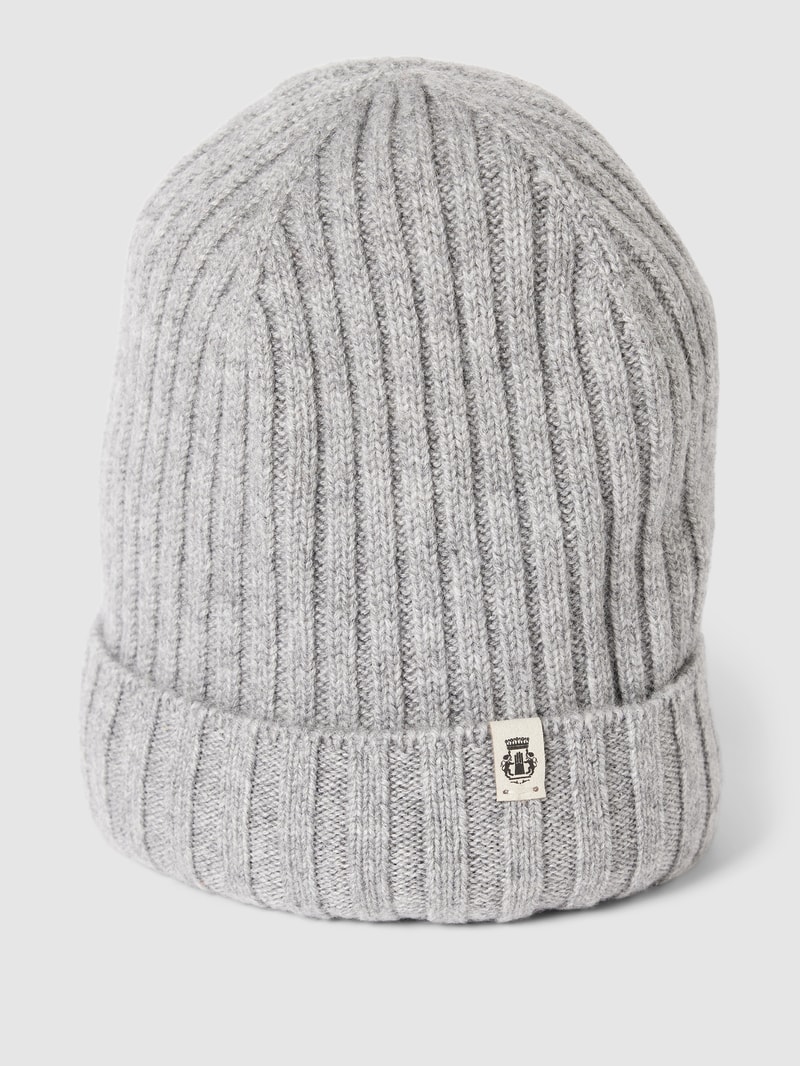 Beanie mit Label-Detail in mittelgrau meliert