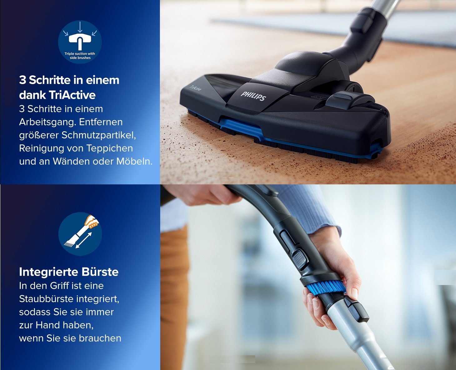 Philips Zyklon Hybrid Staubsauger Zyklon Staubsauger Zyklonstaubsauger extra stark Bodensauger, 650,00 W, Beutellos, Beutelloser Sauger, leise, 1,5 L Fassungsvermögen, Bodenstaubsauger