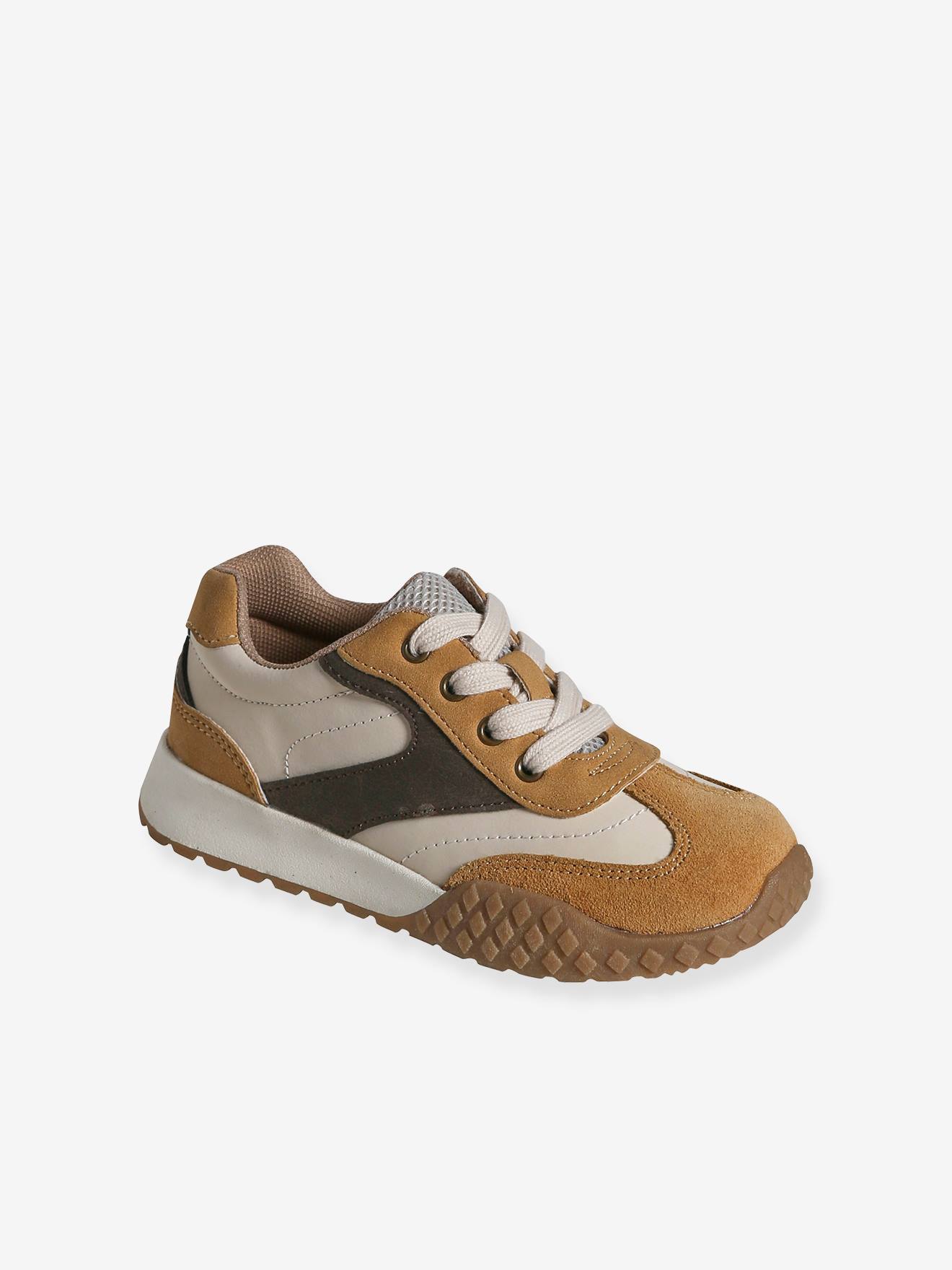 Vertbaudet Kinder Sneakers mit Reißverschluss und Anziehtrick - camel