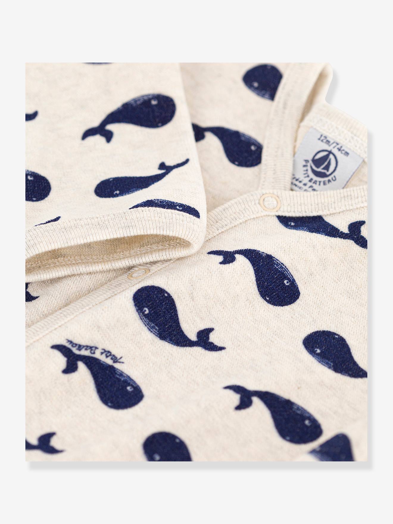 Petit Bateau Baby Samt-Strampler PETIT BATEAU, Bio-Baumwolle - beige meliert