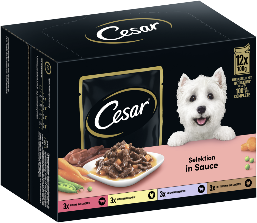 CESAR Portionsbeutel Multipack Selektion in Sauce 4 Varietäten 12x100g