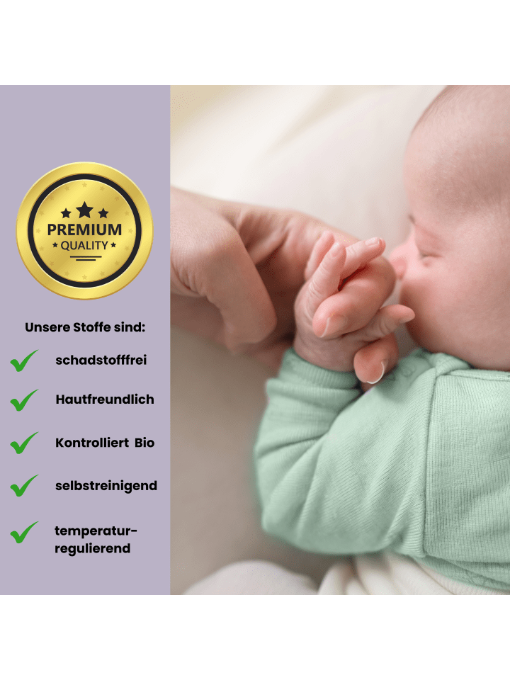 Kinderhaus Blaubär Baby-Overall mit Kapuze, Holzknöpfen & Mulltuch Blaubaer in Hellgrau Melange günstig kaufen 50/56