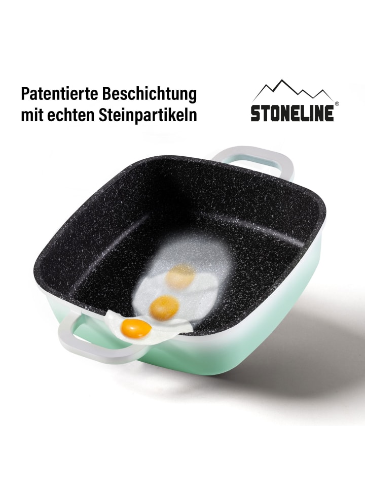 Stoneline STONELINE Servierpfanne 20 x 20 cm mit Aroma Glasdeckel, Eckpfanne in Mint günstig kaufen 20 x 20 cm