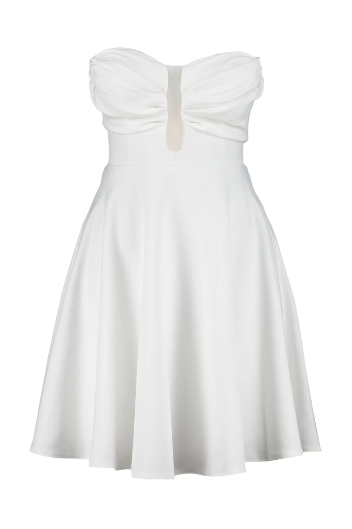 Trendyol Collection  Ecru-Taille geöffnet / Skater-gefüttert, gewebt, bedruckt, Hochzeit / Elegantes Hochzeits-Abendkleid TPRSS23EL00245