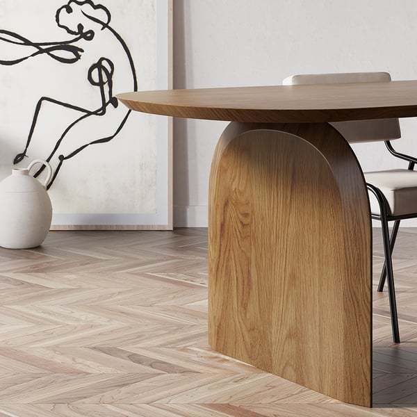 Dining Table Solid Wood Top & Pedestals for 6
