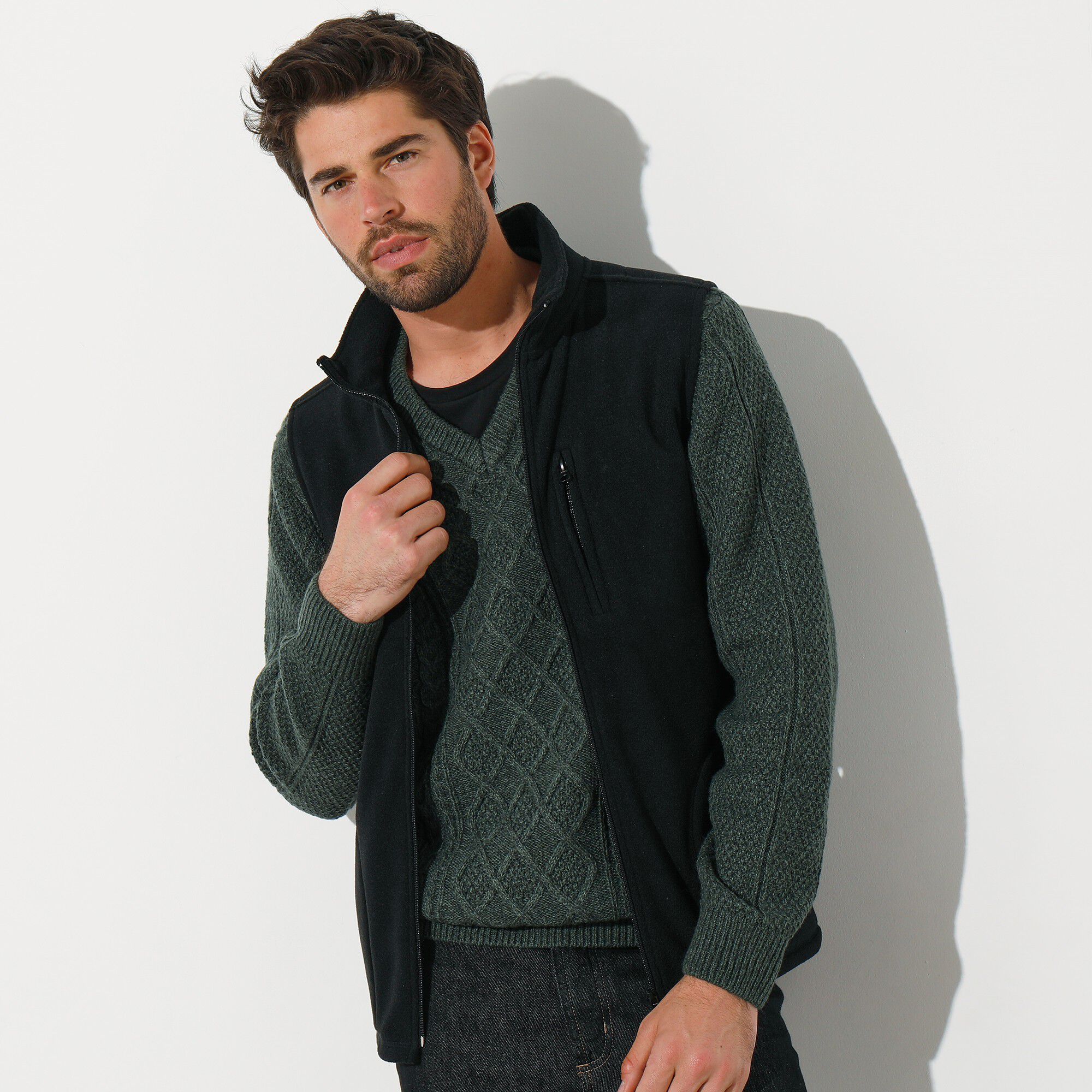 Blouson zippé maille micropolaire sans manches