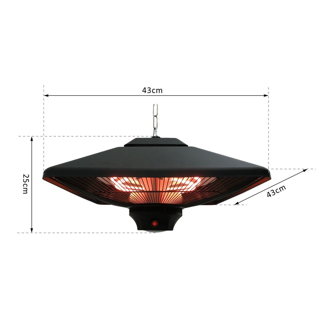 Outsunny Terrassenstrahler mit Fernbedienung LED Beleuchtung, 2000W, 43x43x25cm