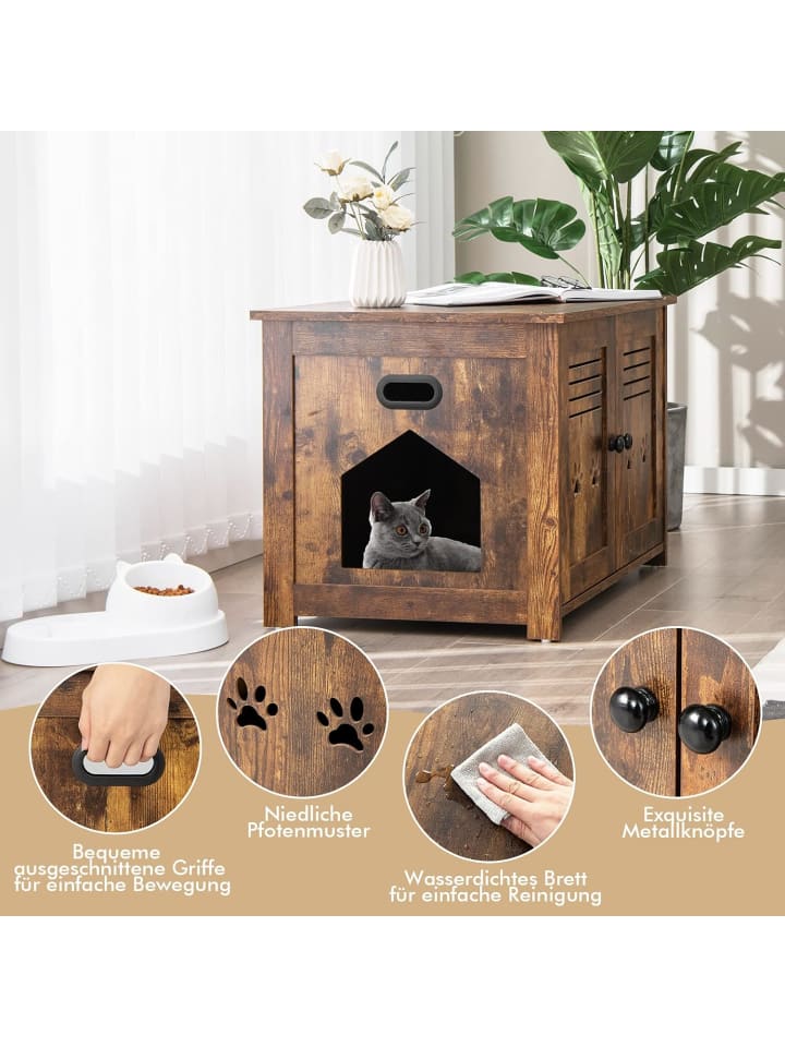 COSTWAY Katzenschrank in Braun günstig kaufen 70 cm