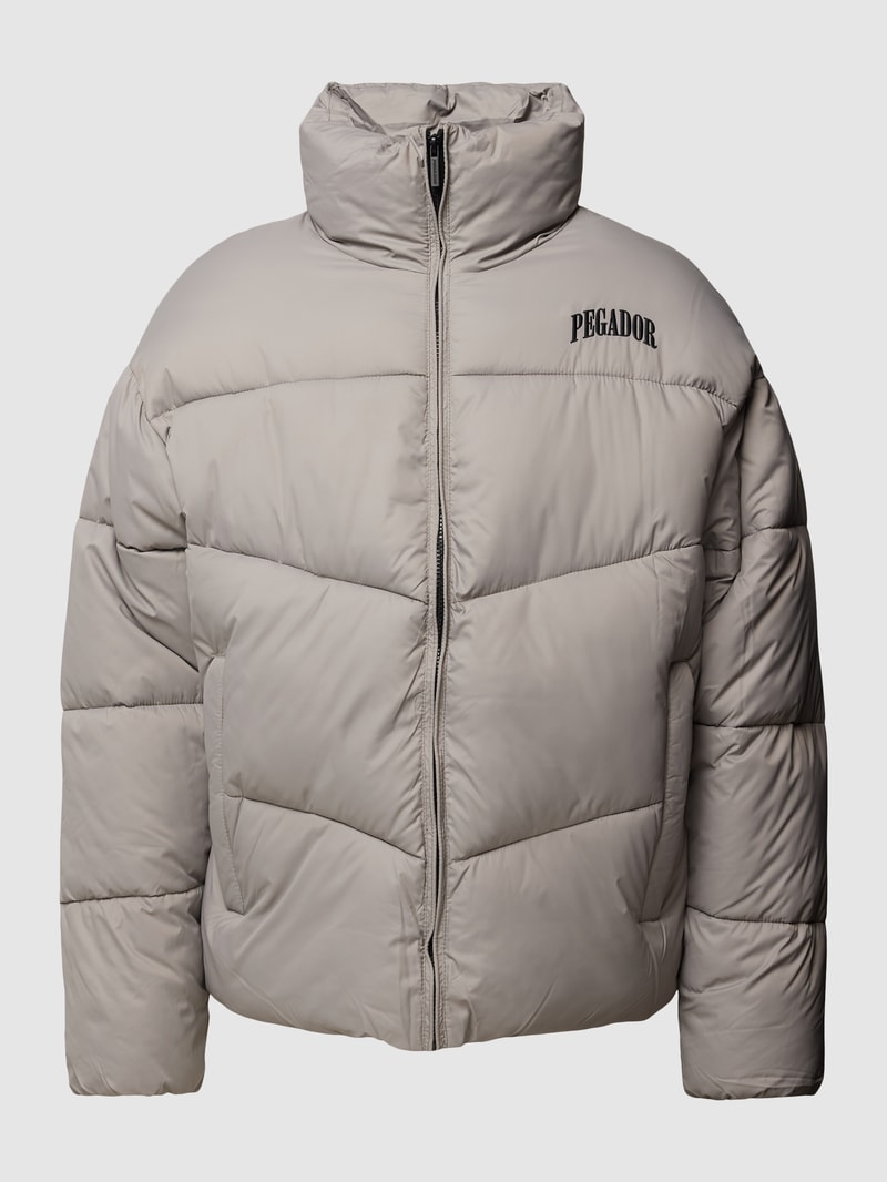 Steppjacke mit Label-Stitching Modell 'SPILLER' in mittelgrau