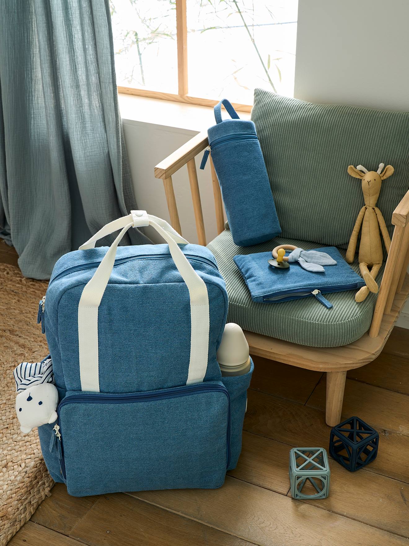 Vertbaudet Wickelrucksack, Recycling-Polyester - gebleicht