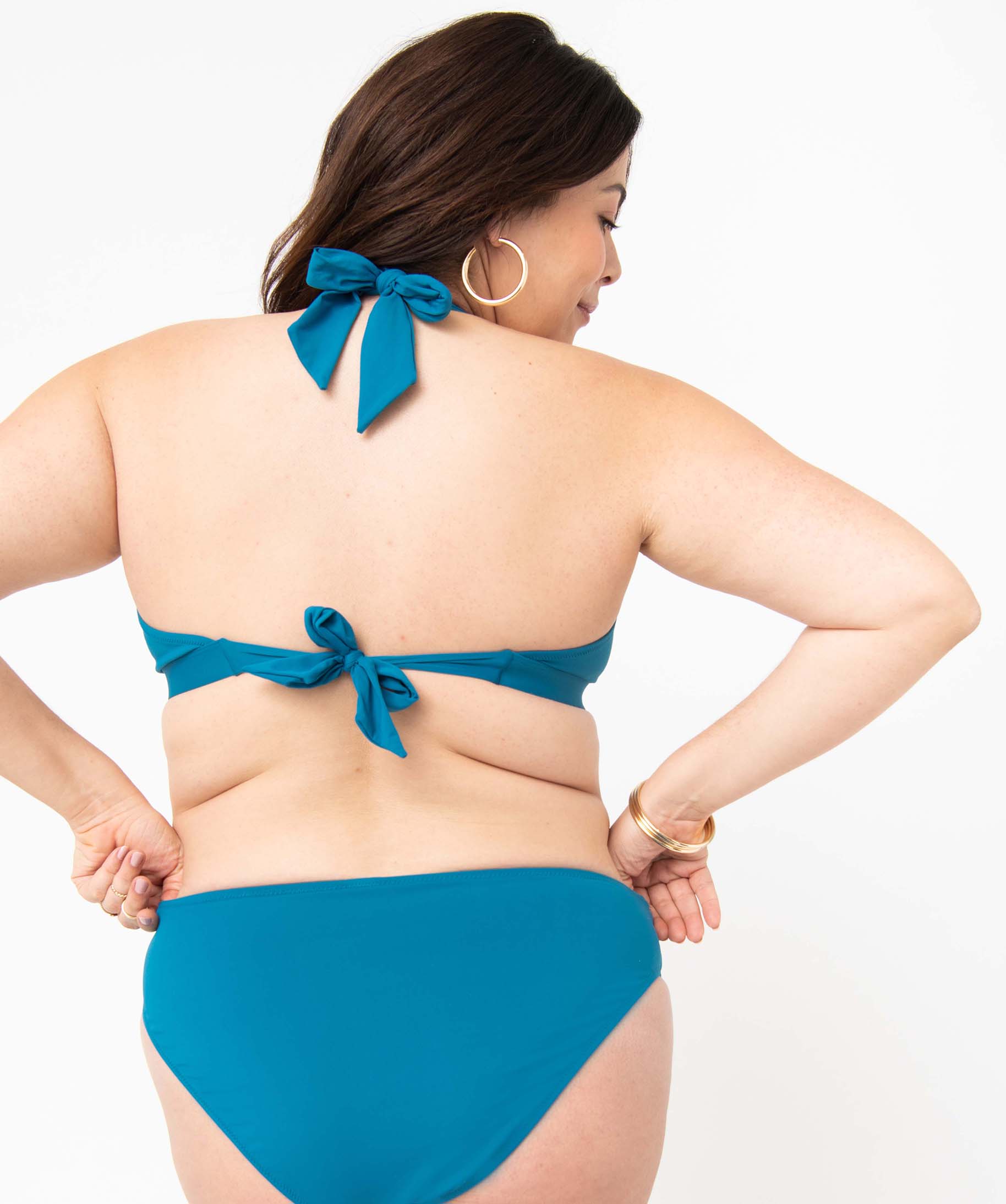 Haut de maillot de bain femme grande taille forme triangle bleu | GEMO