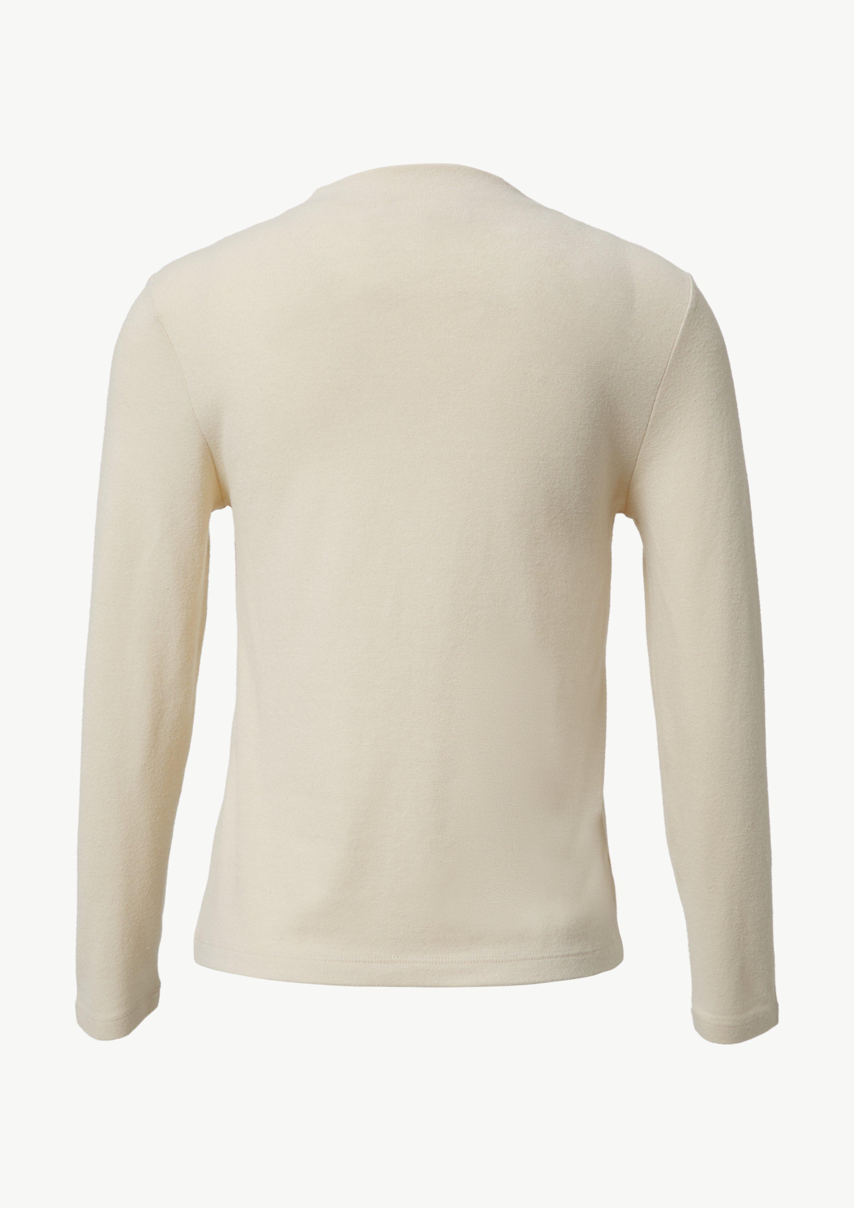 Weiches Langarmshirt mit Stehkragen - ecru