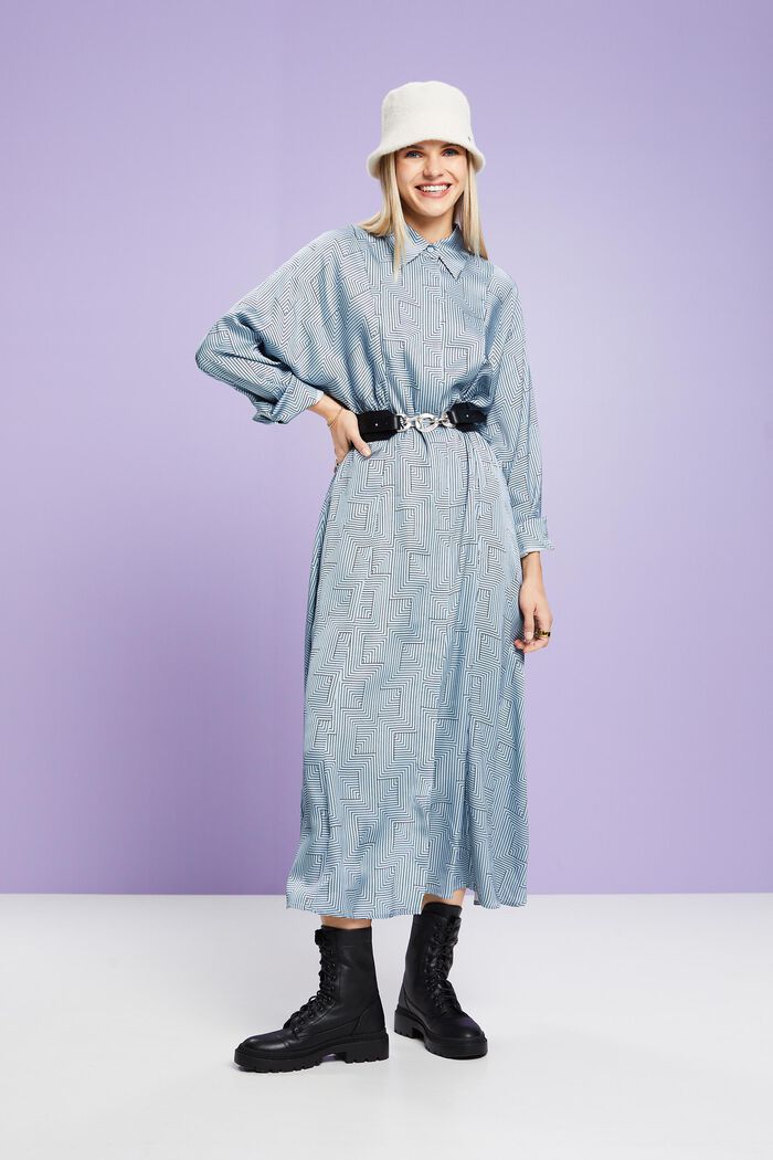 Charmeuse-Midikleid mit Gürtel