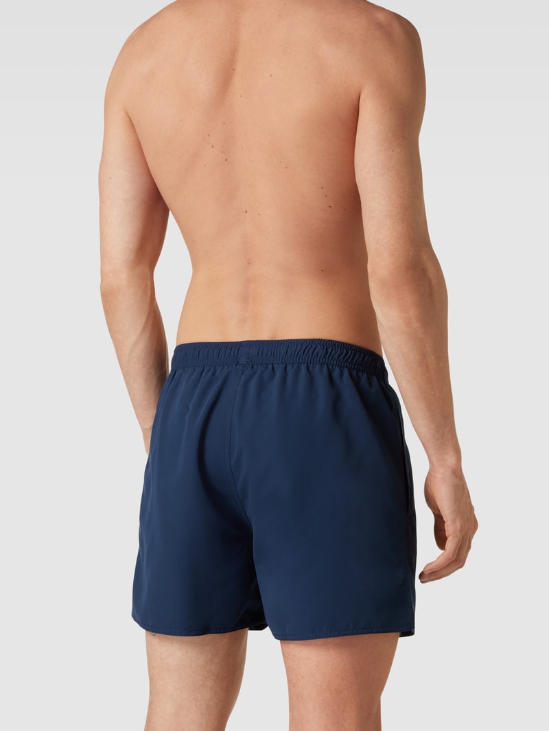 Badehose mit Label-Patch Modell 'SPONGE EAGLE' in dunkelblau