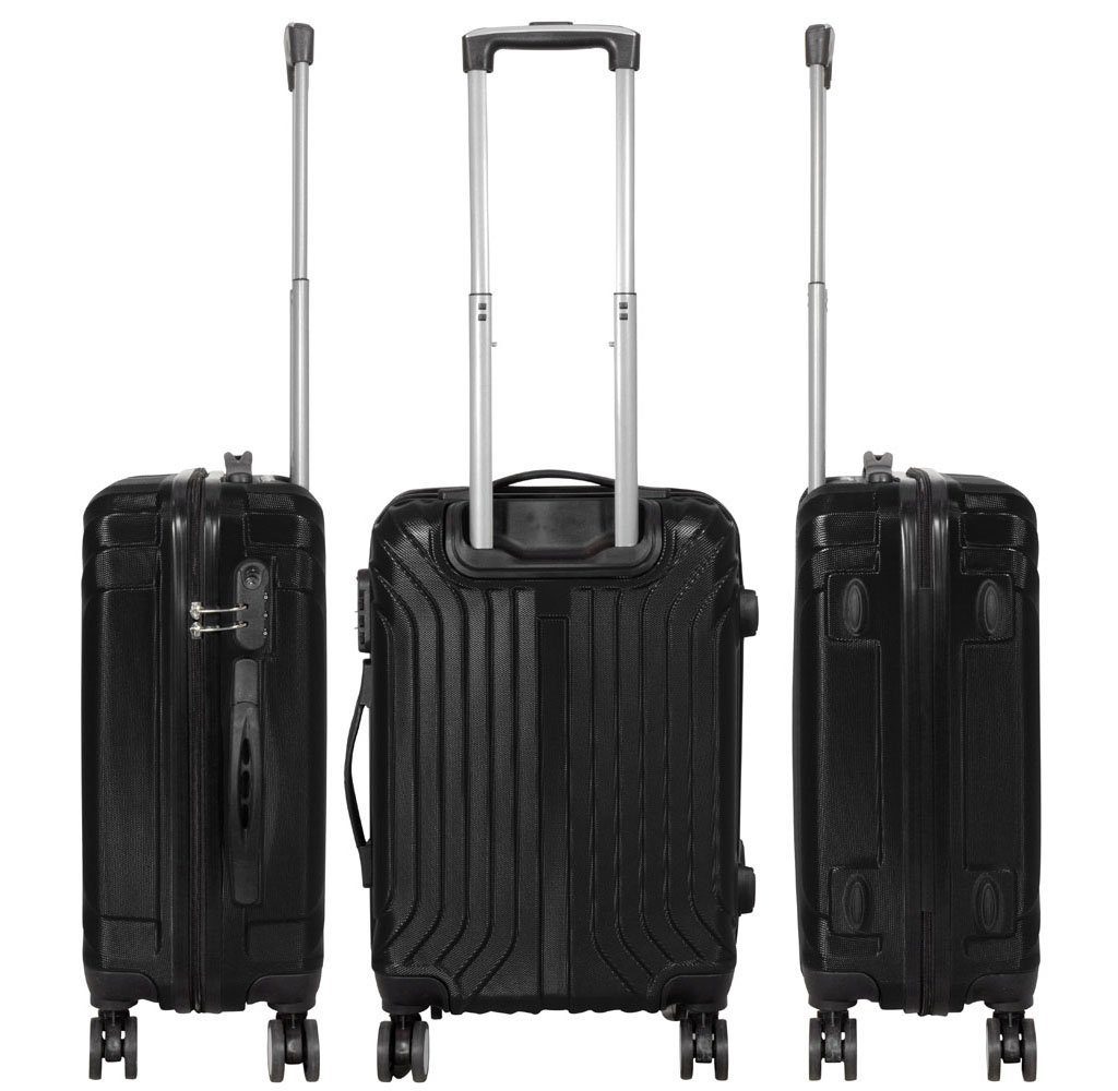 Valis Hartschalen-Trolley Reisekoffer ABS Hartschalenkoffer 4x Doppelrollen M/L/XL, Zahlenschloss & drehbar um 360° & 2-Wege Reißverschluss