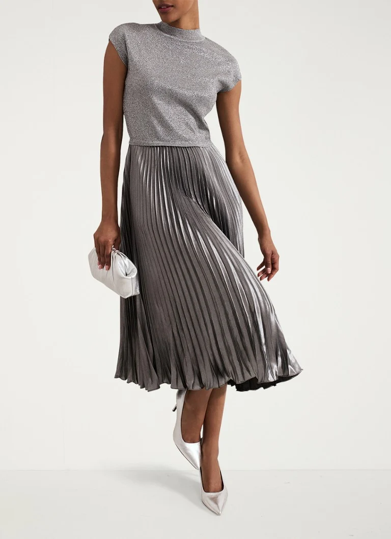 Robe midi Jayla de Phase Eight avec finition plissée et métallisée