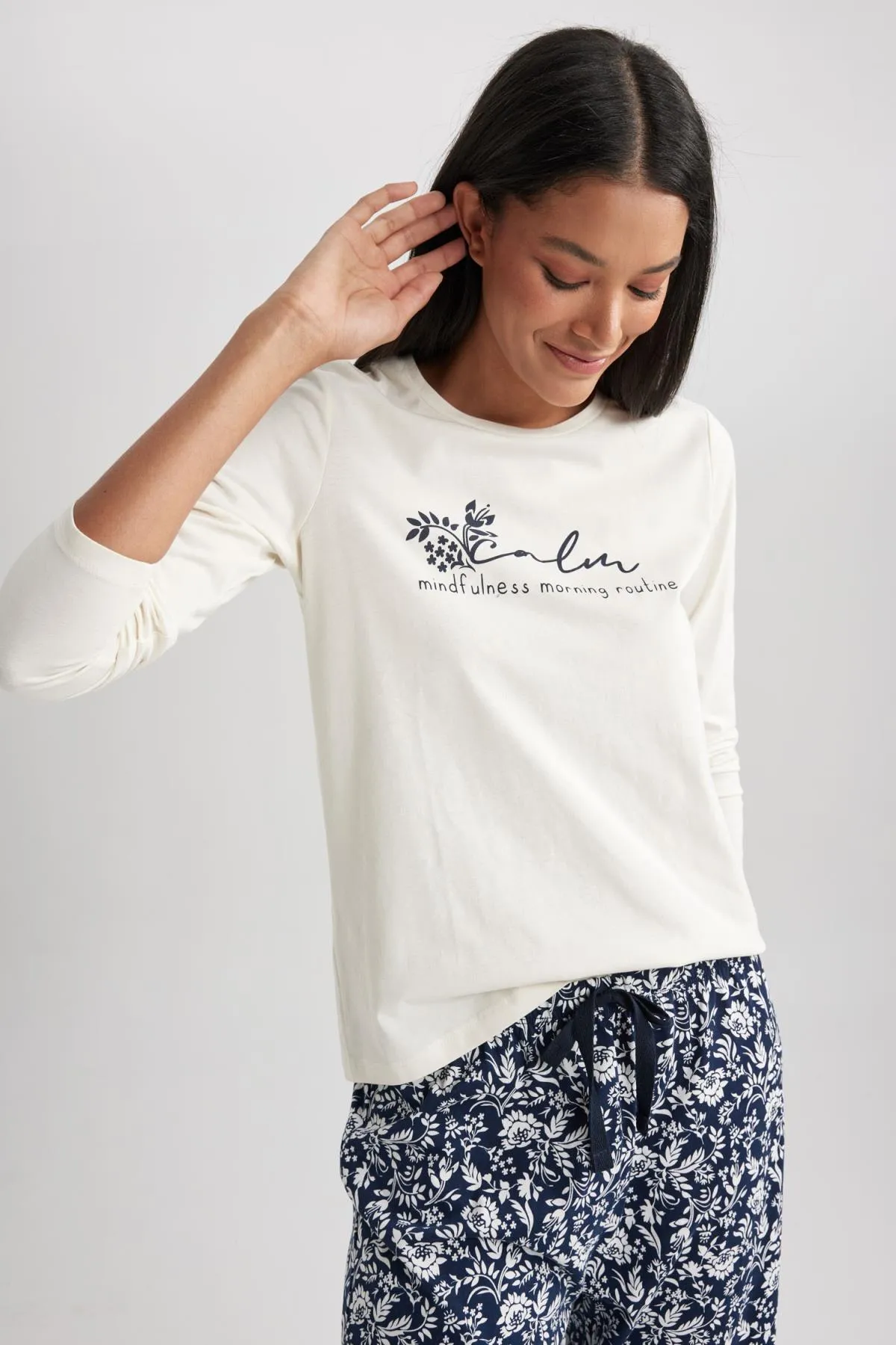 DeFacto  Langarm-Pyjama-Set „Fall in Love“ mit Muster