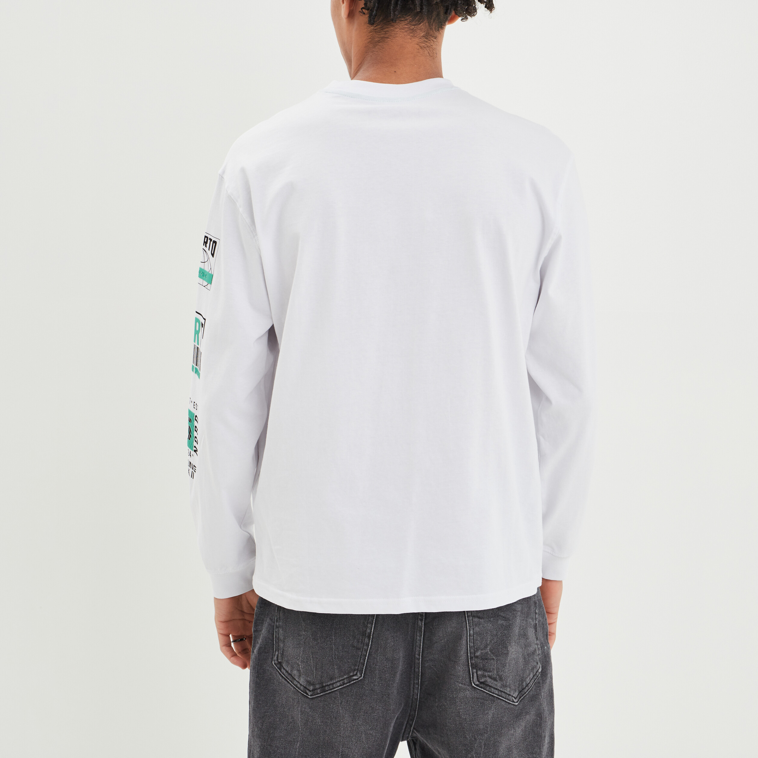 T-shirt manches longues oversize blanc homme | La Halle