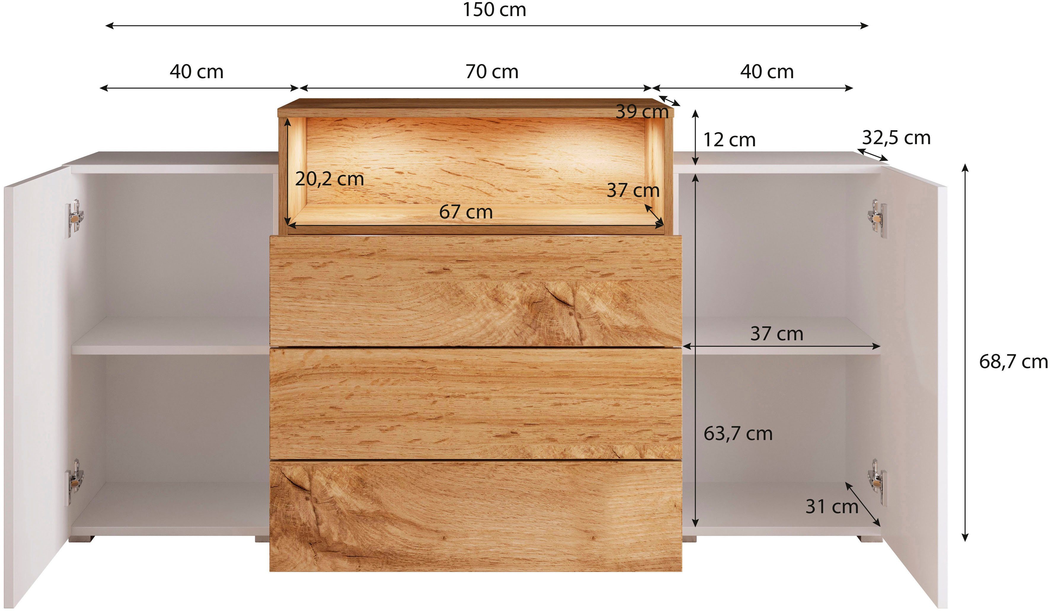 INOSIGN Sideboard URBAN, Breite 150 cm