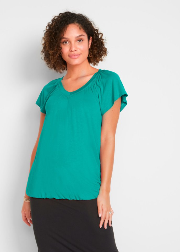 Shirt mit V-Ausschnitt, kurzarm