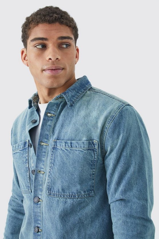 Langärmliges Denim-Overshirt