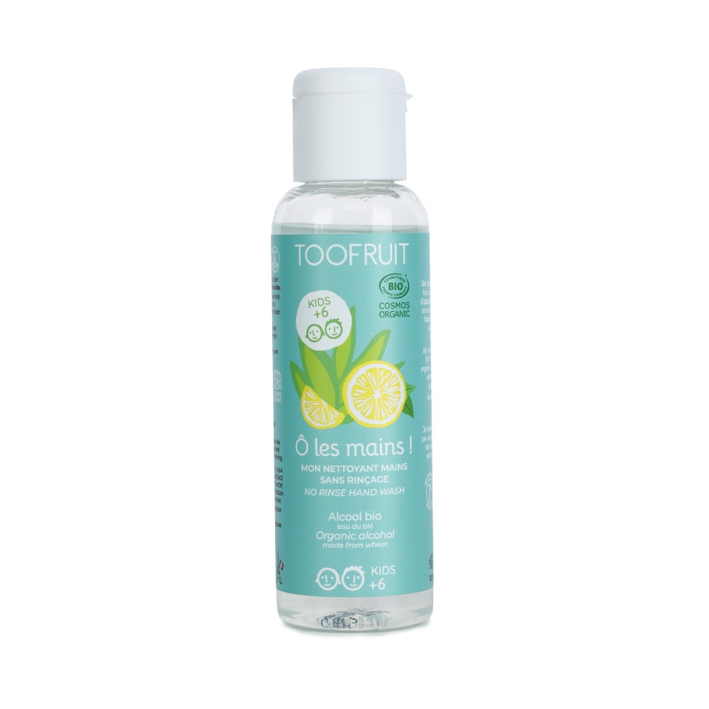 toofruit O Les Mains, Gel nettoyant mains sans rinçage BIO - 100ml  Citron - Aloe vera Gel nettoyant mains sans rinçage