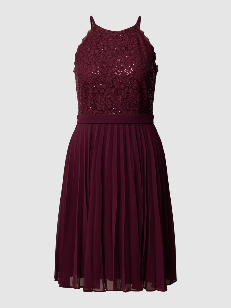 Cocktailkleid mit Plisseefalten in bordeaux rot