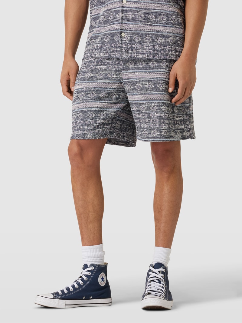 Shorts mit Allover-Muster Modell 'Trey' in dunkelblau