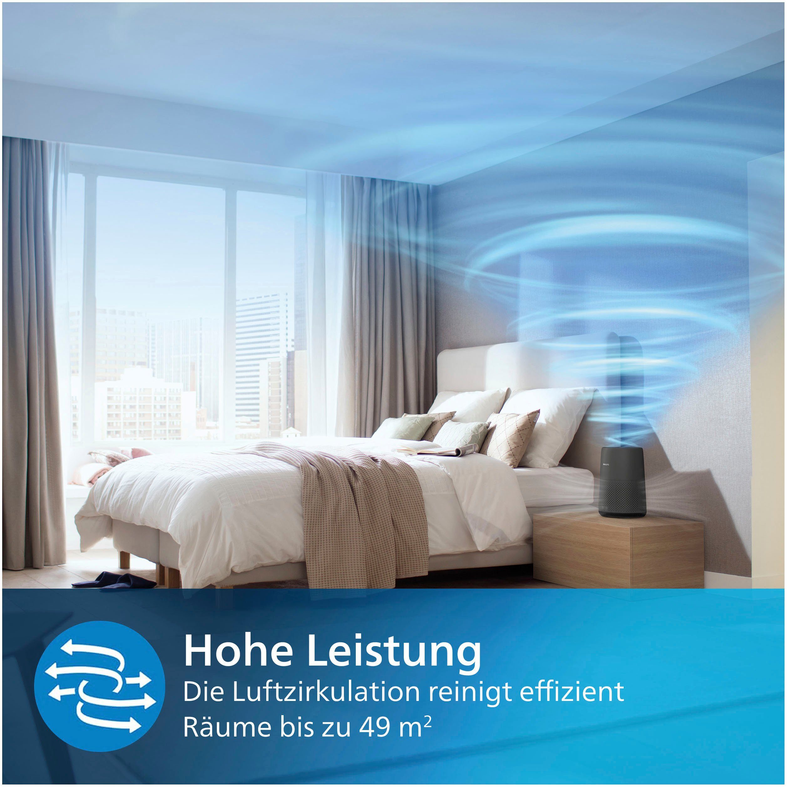 Philips Luftreiniger AC0850/11, für 49 m² Räume, mit HEPA-Filter für Allergene, Schadstoffe und Viren